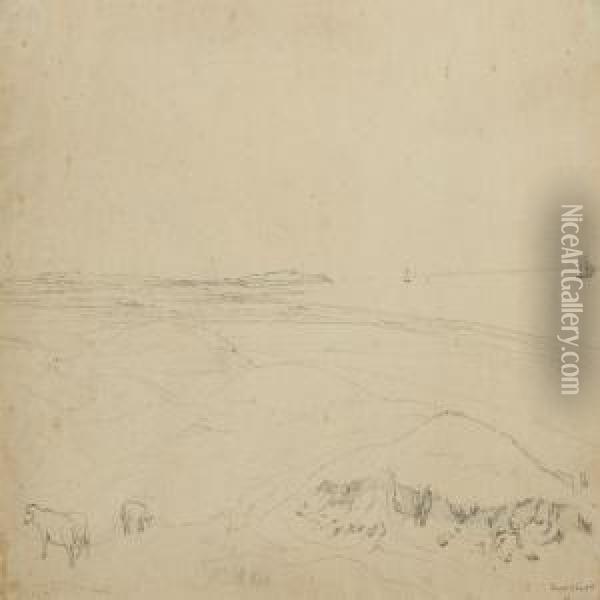 Landscape From Hornbaek With Grassing Sheep Oil Painting - Vilhelm Peter C. Kyhn