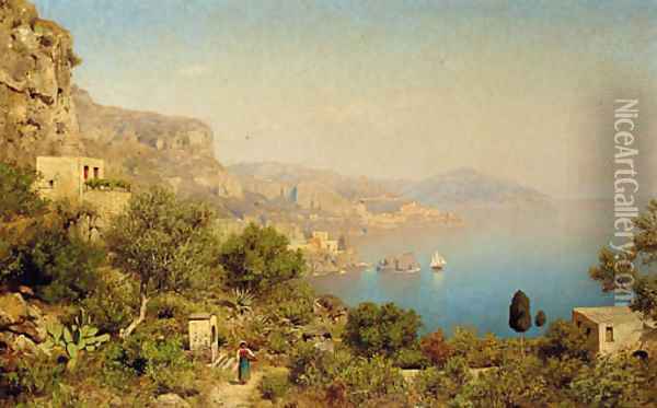 The Amalfi coast Oil Painting - Edmund Berninger