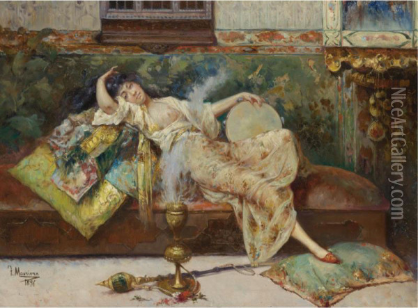 A Harem Odalisque Oil Painting - Francisco Masriera y Manovens