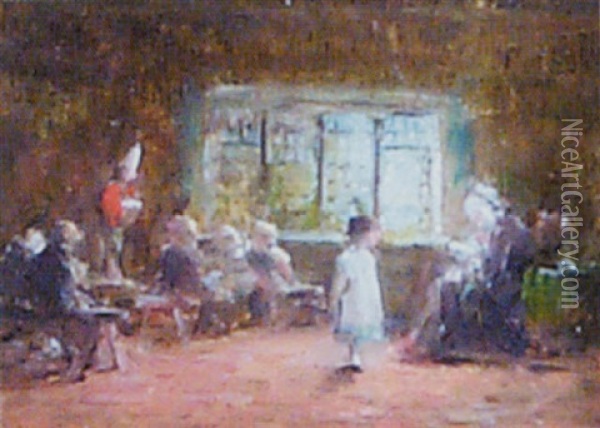 Interior Scene With Children Oil Painting - Frederick Daniel Hardy