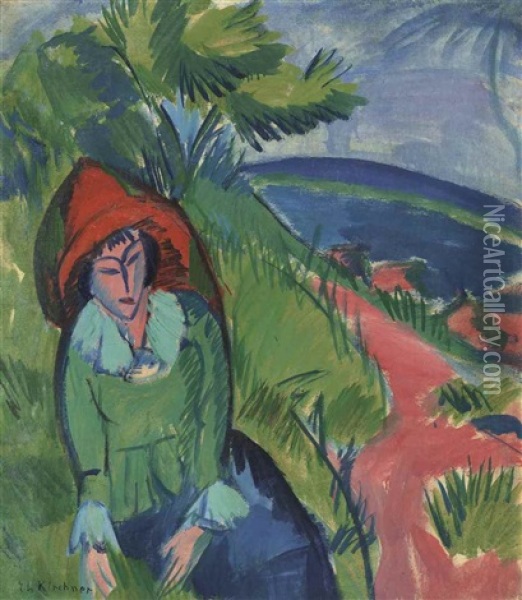 Erna Am Meer, Fehmarn Oil Painting - Ernst Ludwig Kirchner