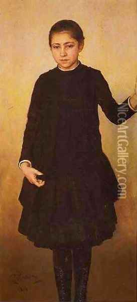 Portrait Of Vera Repina The Artists Daughter 1886 Oil Painting - Ilya Efimovich Efimovich Repin