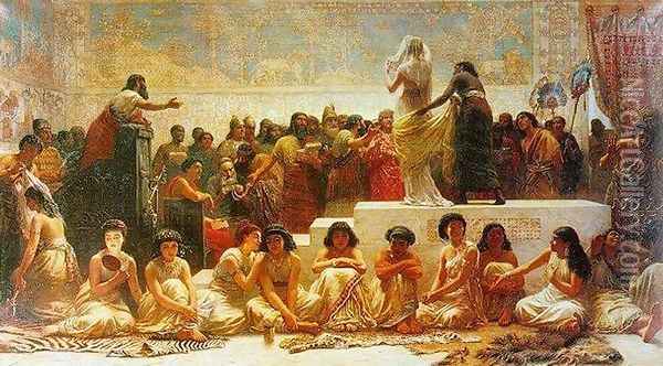 The Babylonian Marriage Market Oil Painting - Edwin Longsden Long
