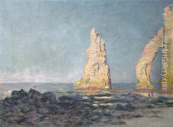 Aiguille D'etretat, Maree Basse Oil Painting - Claude Monet
