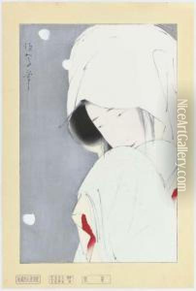 Sagi Musume (the Heron Maiden) Oil Painting - Kitano Tsunetomi