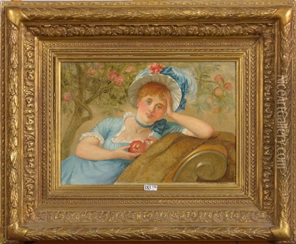 Jeune Elegante A La Pomme Oil Painting - Henri van Seben