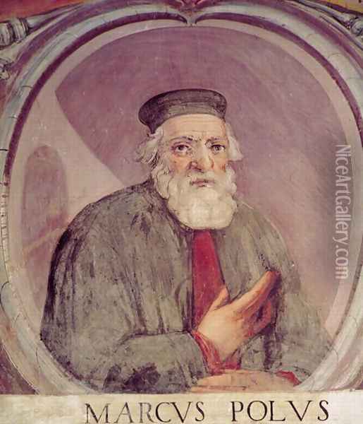 Marco Polo (1254-1324) from the Sala del Mappamondo Oil Painting - Luigi Vanvitelli