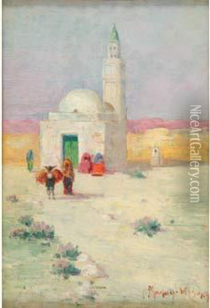  Campement Dans Le Desert - Paysage Oriental  Oil Painting - Vincent Manago