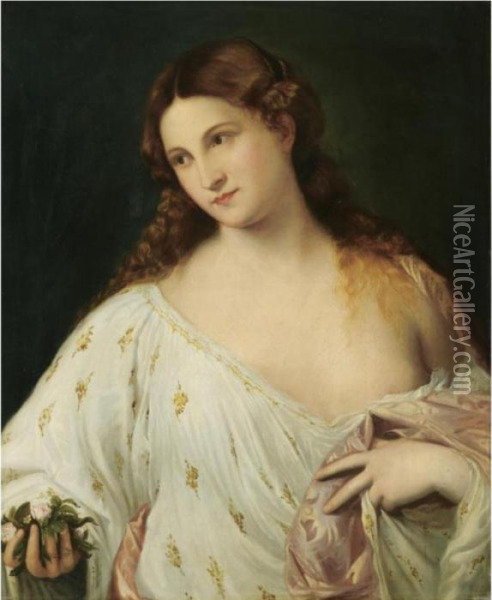 Flora Oil Painting - Tiziano Vecellio (Titian)