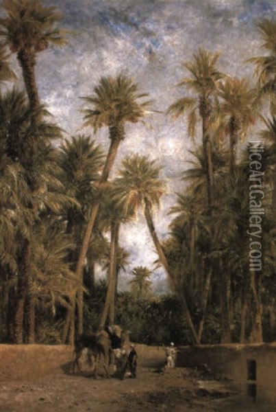 Oasis At Lagrount Oil Painting - Eugene Fromentin