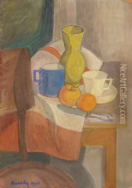 Still life with Yellow Jar 1930 Oil Painting - Janos Kmetty