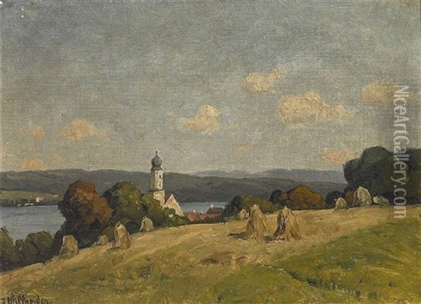 Blick Auf Den Starnberger See (bernried) Oil Painting - Josef Willroider