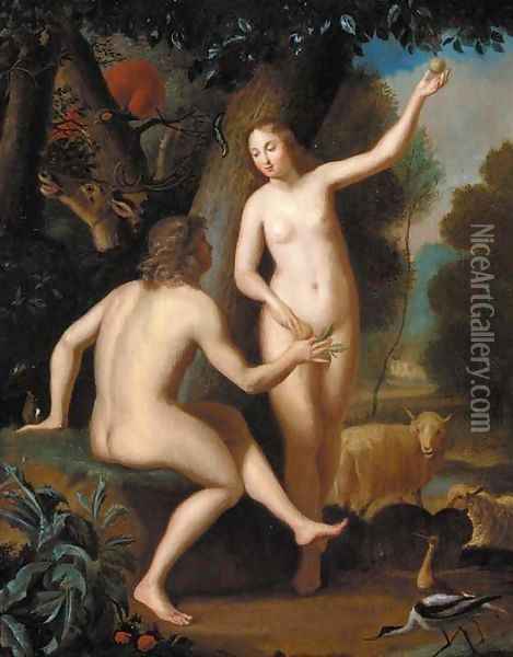 Adam and Eve Oil Painting - Balthazar Beschey