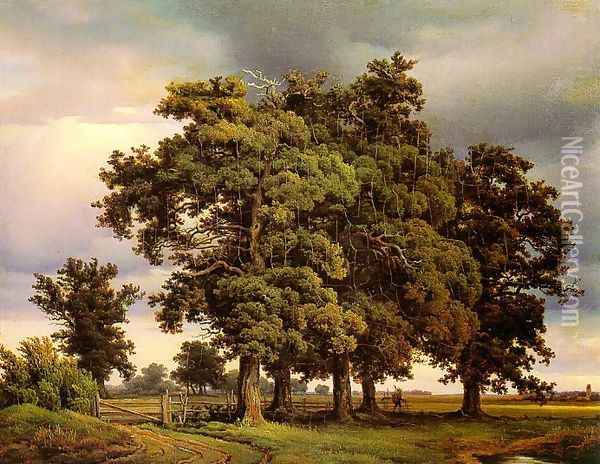 Oak Trees 1833 Oil Painting - Georg - Heinrich Crola