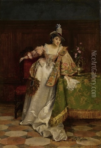 Dame In Historischem Kostum Oil Painting - Giuseppe Castiglione