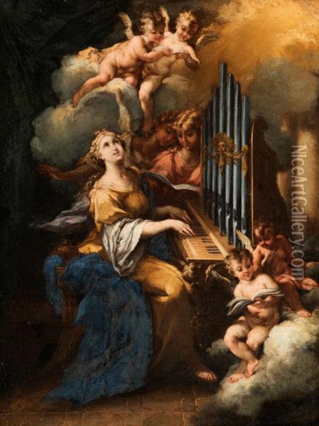 Die Heilige Cacilie Oil Painting - Michele Da Parma