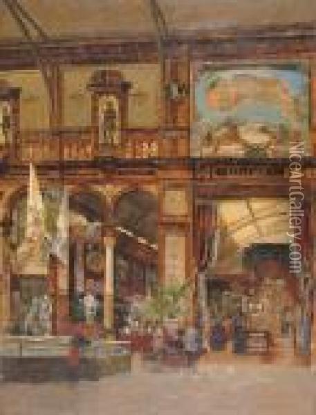 Interieur Van Het Belgisch Paviljoen Op De Wereldtentoonstelling In Parijs 1889 Oil Painting - Gustave Walckiers