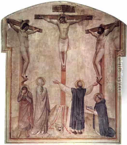 Christ's crucifixion and two Schächer Oil Painting - Angelico Fra