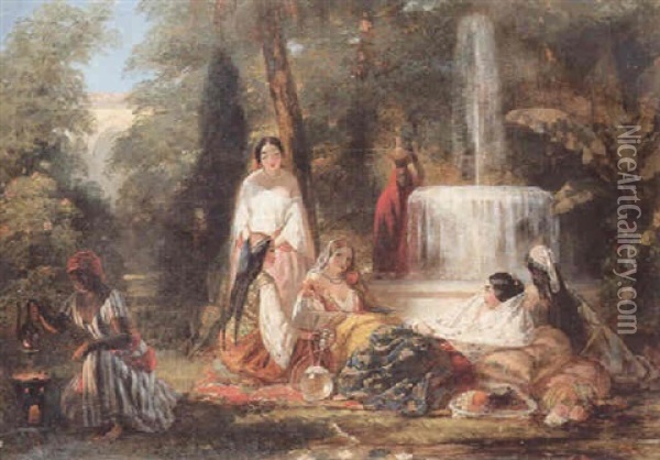 Le Jardin Du Serail Oil Painting - Augustus Jules Bouvier