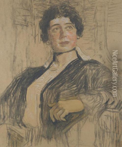 Portrait Of Veronika Abegg-werefkin Oil Painting - Il Ia Efimovich Repin