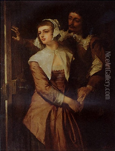 Alice Bridgenorth And Julian Peveril Oil Painting - Alfred W. Elmore