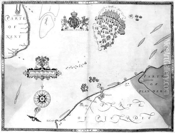 Map No.10 showing the route of the Armada fleet Oil Painting - Robert Adams