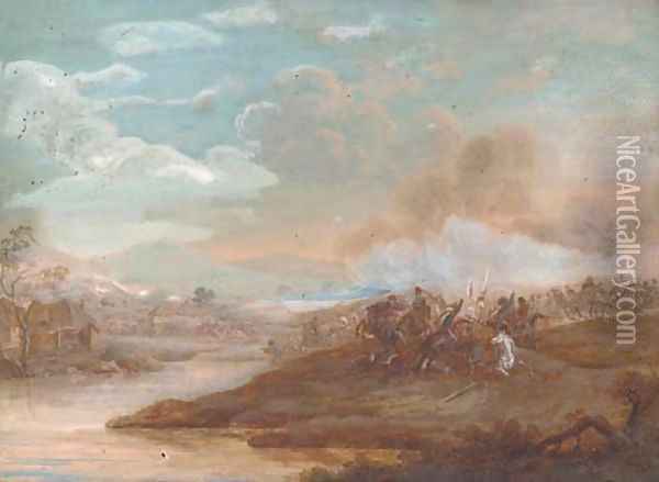 A military skirmish Oil Painting - Henri-Desire Van Blarenberghe