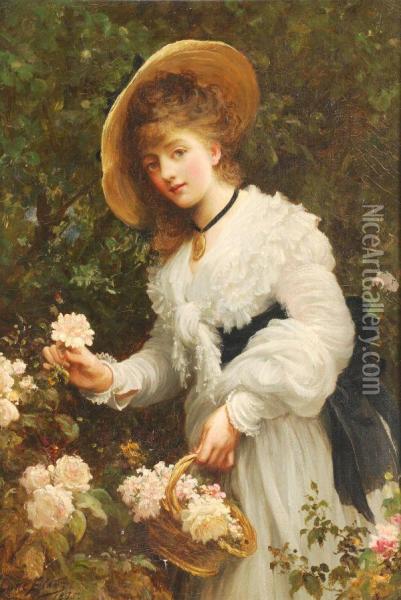 Gathering Flowers Oil Painting - Sir Samuel Luke Fildes