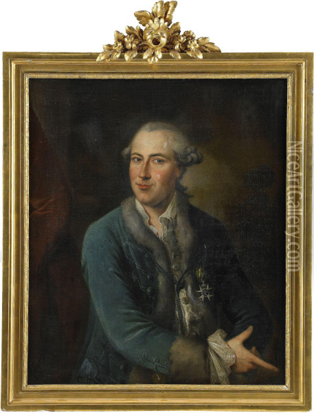Portratt Av Overstathallaren Friherre Carl Sparre Oil Painting - Christopher Hieronymus Johansen
