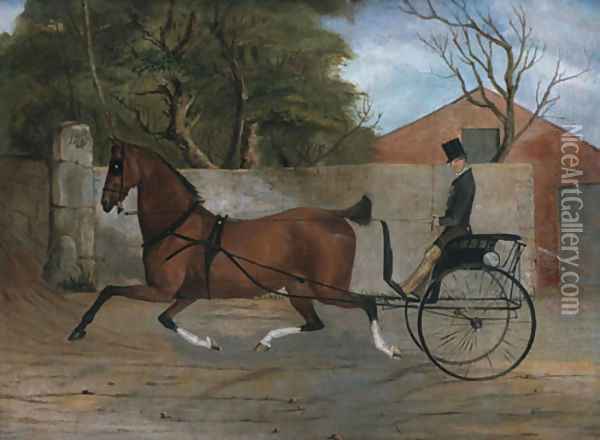Portrait of a Gentleman in a Carriage 1850 Oil Painting - Anonymous Artist