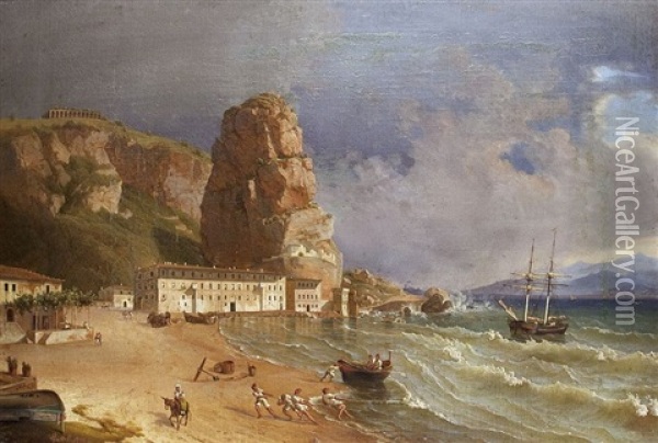 Mediterrane Kustenszene Oil Painting - Anton Castell