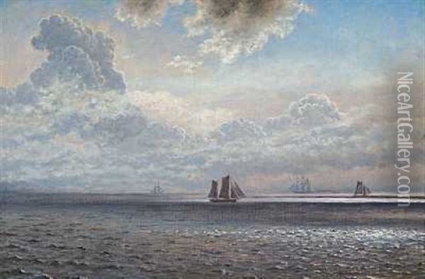 Marine Med Skibe Pa Havet Oil Painting - Vilhelm Peter Karl Kyhn