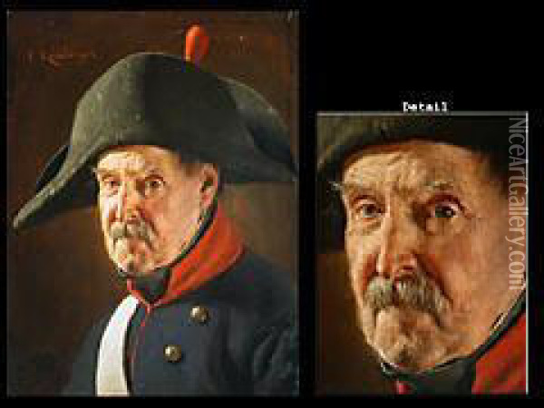 Portrait Eines Alten Mannes In Uniform Oil Painting - Carl Kronberger