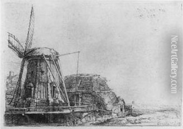 The Windmill (b., Holl. 233, H. 179; Bb. 41-c) Oil Painting - Rembrandt Van Rijn