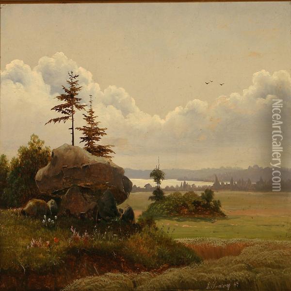 Landscape With A Dolmen Oil Painting - Anton Edvard Kieldrup