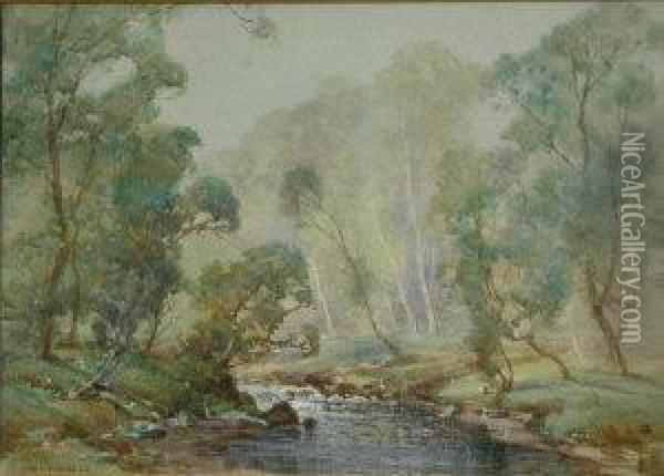 On The Allander, Strathblane Oil Painting - Thomas, Tom Campbell