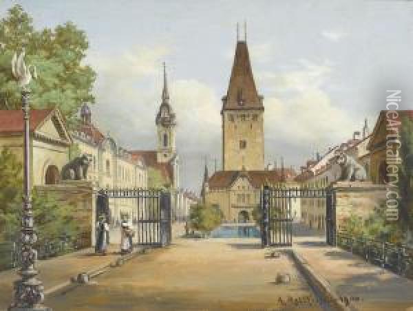 Murtentor Gegen Den Christoffelturm Oil Painting - Adolf Methfessel