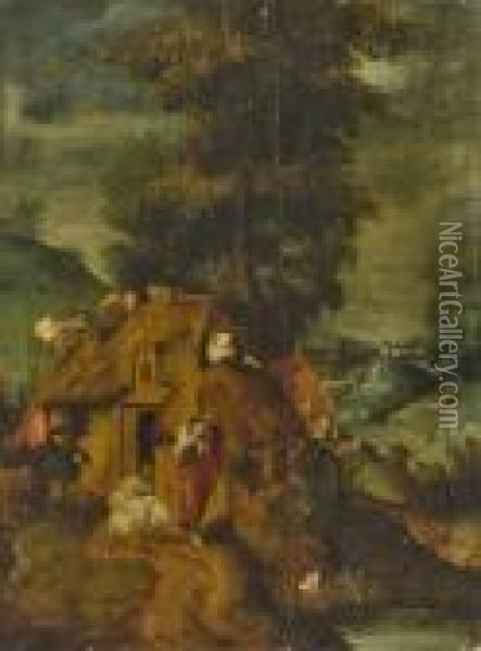 Christus Als Guter Hirte Oil Painting - Pieter The Elder Brueghel