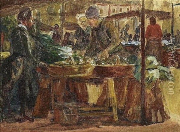 Gemusehandler Oil Painting - Fernand Piet