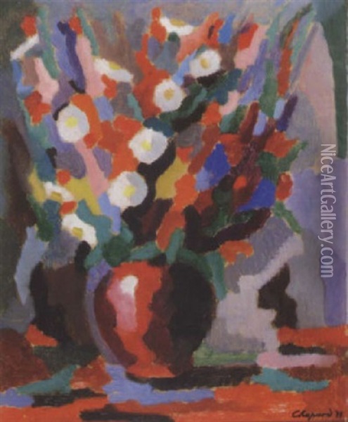 Vase Mit Blumen Oil Painting - Gaston Chopard