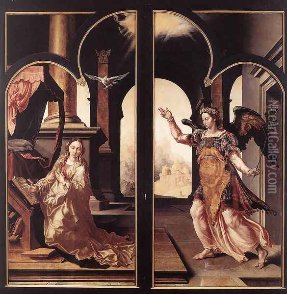Annunciation 1546 Oil Painting - Maerten van Heemskerck