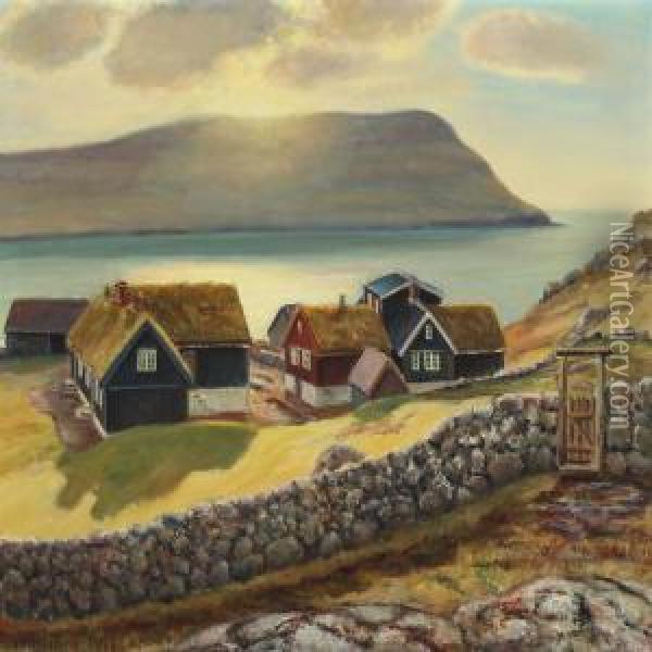 Scenery From The Faroe Islands Oil Painting - Joen Waagstein