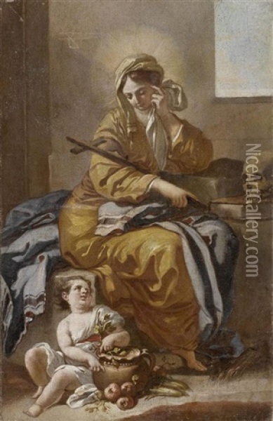 Heilige Agnes Oil Painting - Antonio De Bellis
