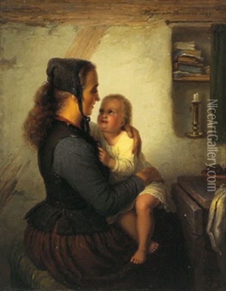 Muttergluck Oil Painting - Johann Georg Meyer von Bremen
