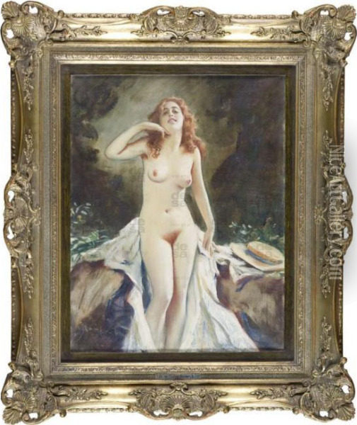Akt Mlodej Kobiety Oil Painting - Boleslaw Szankowski