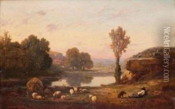 Le Berger Oil Painting - Antoine Ponthus-Cinier