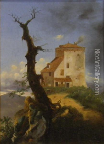 Paesaggio Con Alberi Oil Painting - Domenico Bresolin