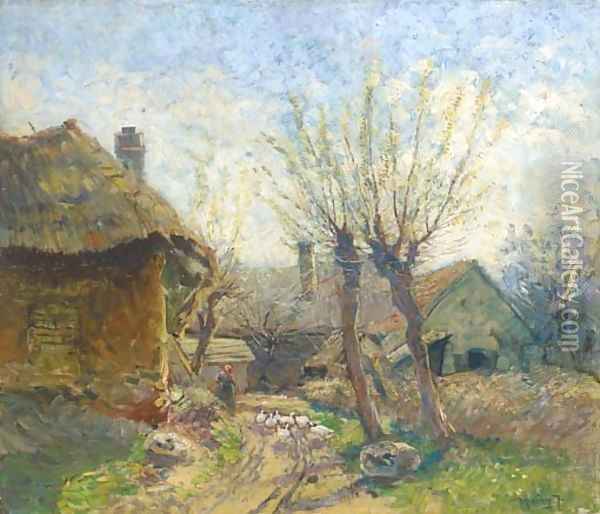 A country farm Oil Painting - Ignac Ujvary