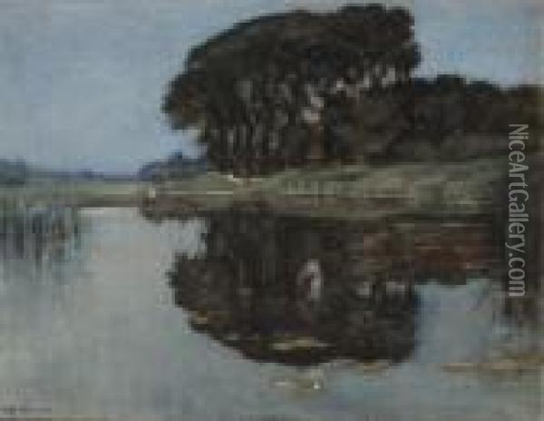 Landzicht Farm Under Unclouded Blue Sky Oil Painting - Piet Mondrian