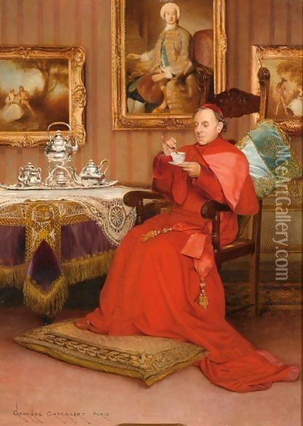 Tea Time Oil Painting - Georges Croegaert